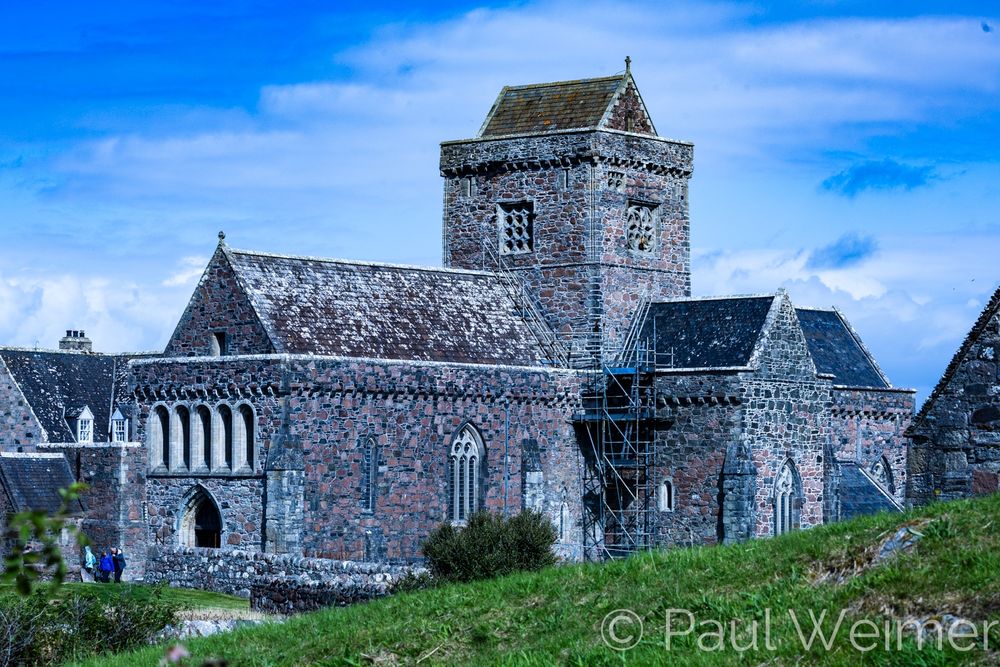 The old Iona Abbey, with a small bit of green in the foreground