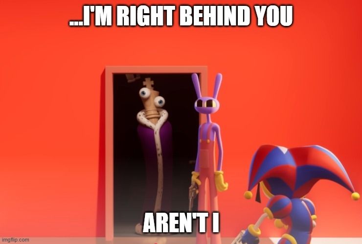 Scene from the amazing digital circus with Kinger saying 