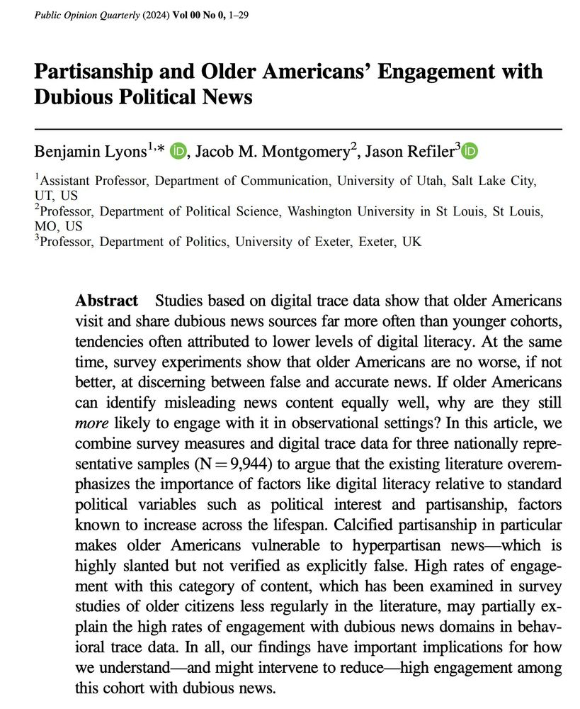 Partisanship and Older Americans' Engagement with Dubious Political News