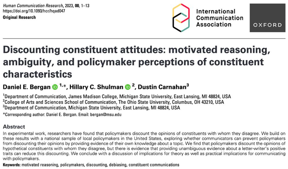 Discounting constituent attitudes: motivated reasoning, ambiguity, and policymaker perceptions of constituent characteristics