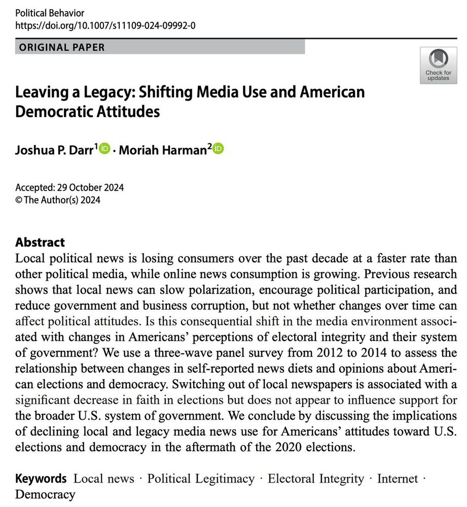 Leaving a Legacy: Shifting Media Use and American Democratic Attitudes