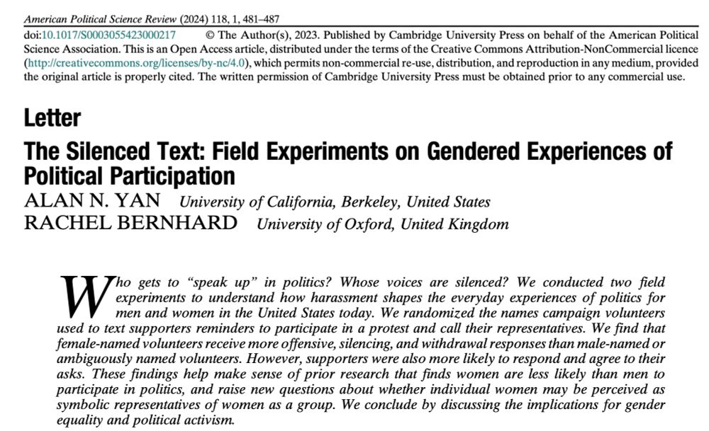 The Silenced Text: Field Experiments on Gendered Experiences of Political Participation