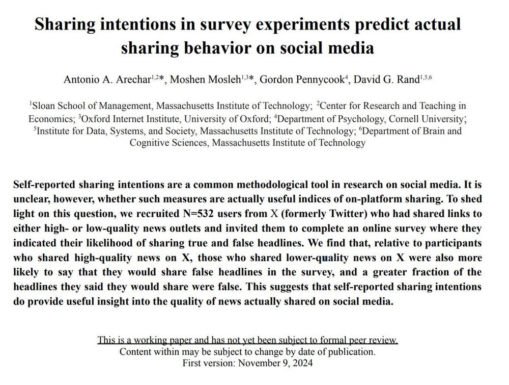 Sharing intentions in survey experiments predict actual behavior on social media