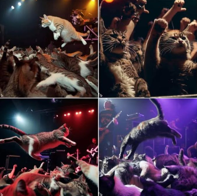 Cats crowd surfing!