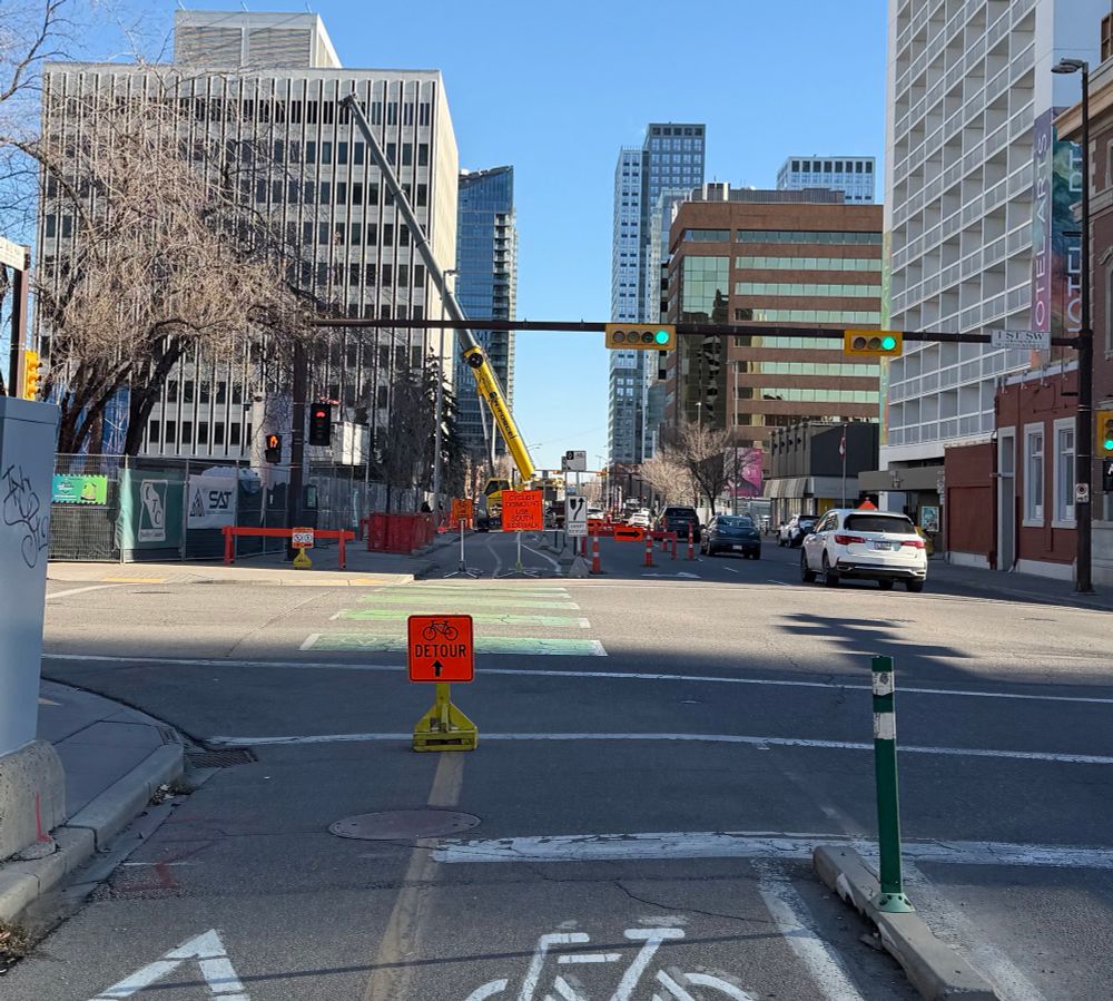 Yet another detour on the 12 Ave MUP east of 1 St SW in Calgary, Alberta, Canada