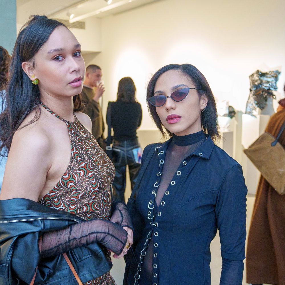 two fashionable ladies @ #KimMesches #designer collection @cafestudio NYC @constancewhite #FashionWeek2025