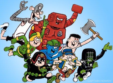 The Bash Street Kids from "The Beano" redrawn as 2000AD characters.