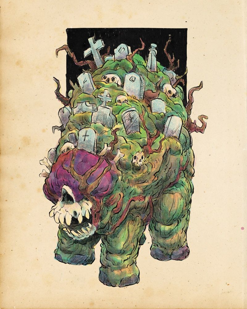 The Walking Graveyard. A living mass of dirt, human remains and something else. 