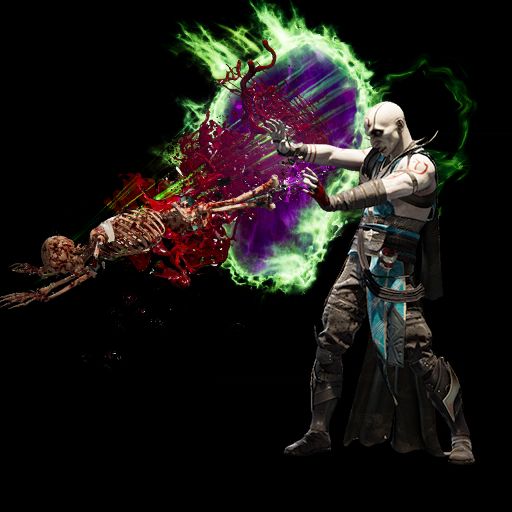 Quan Chi shooting a skeleton out of a portal