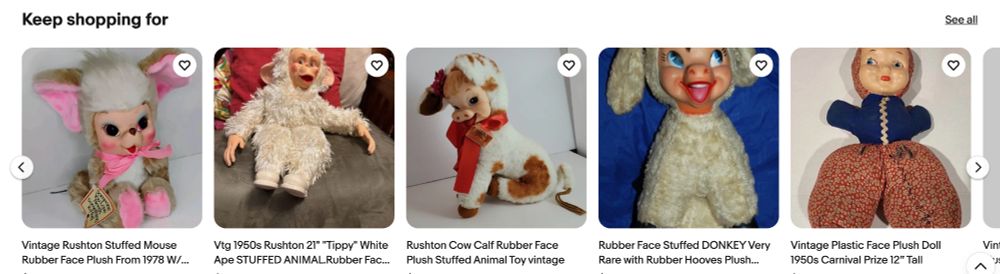 screenshot of ebay, horrific rushton toys