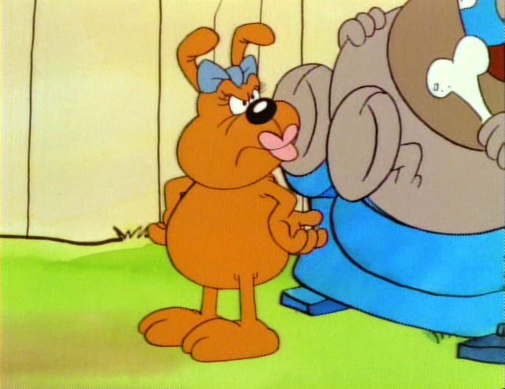 Brown dog with blue ribbon from Garfield and Friends.