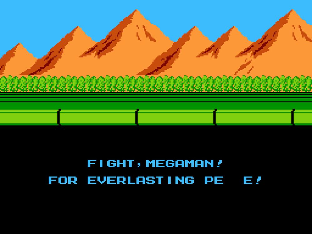 A screen from the ending of Mega Man 1 that's edited to say 