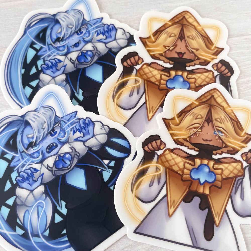 🎨3.5" Waterproof / Dish-washer safe stickers of Shadow Milk Cookie and Pure Vanilla Cookie from Cookie Run Kingdom