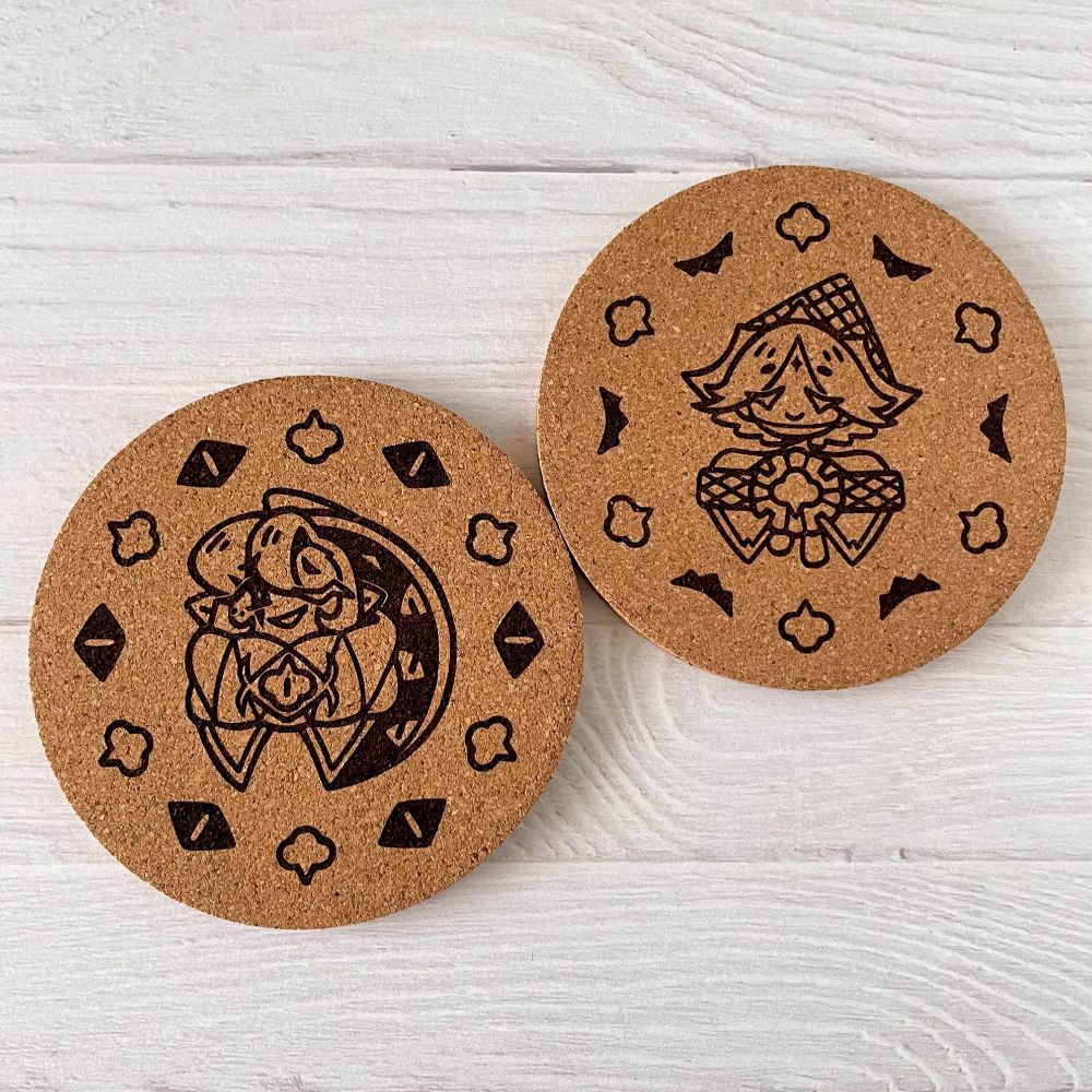 🎨 4 inch cork coasters of shadow milk cookie and pure vanilla cookie from cookie run kingdom