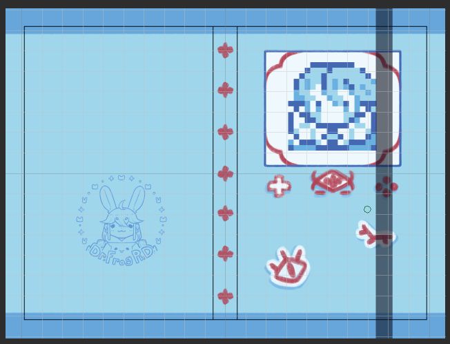 🎨 wip of A6 blank notebook/sketchbook of shadow milk cookie from cookie run kingdom, making it similar to my current pixel frog/bun ones! (Also I could NOT make a 16x16 pixel pure vanilla, so just smc for now!)