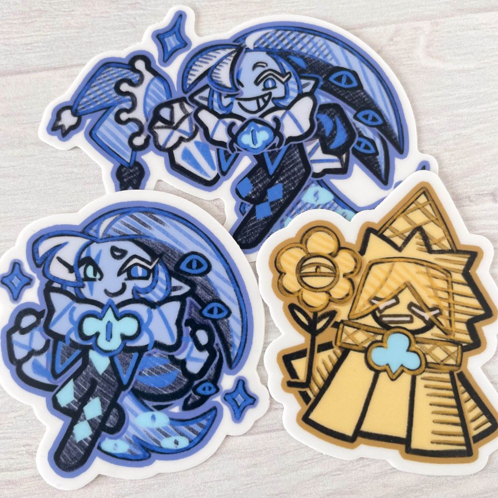 2.5" Waterproof / Dish-washer safe stickers of Shadow Milk Cookie and Pure Vanilla Cookie from Cookie Run Kingdom