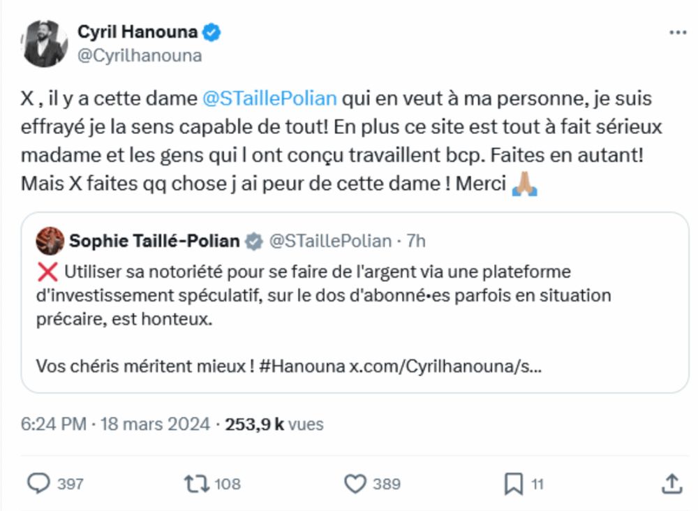 Hanouna appelle au harcèlement d’une député