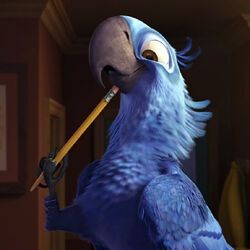 Blue, the main character from Rio, a smug blue bird.