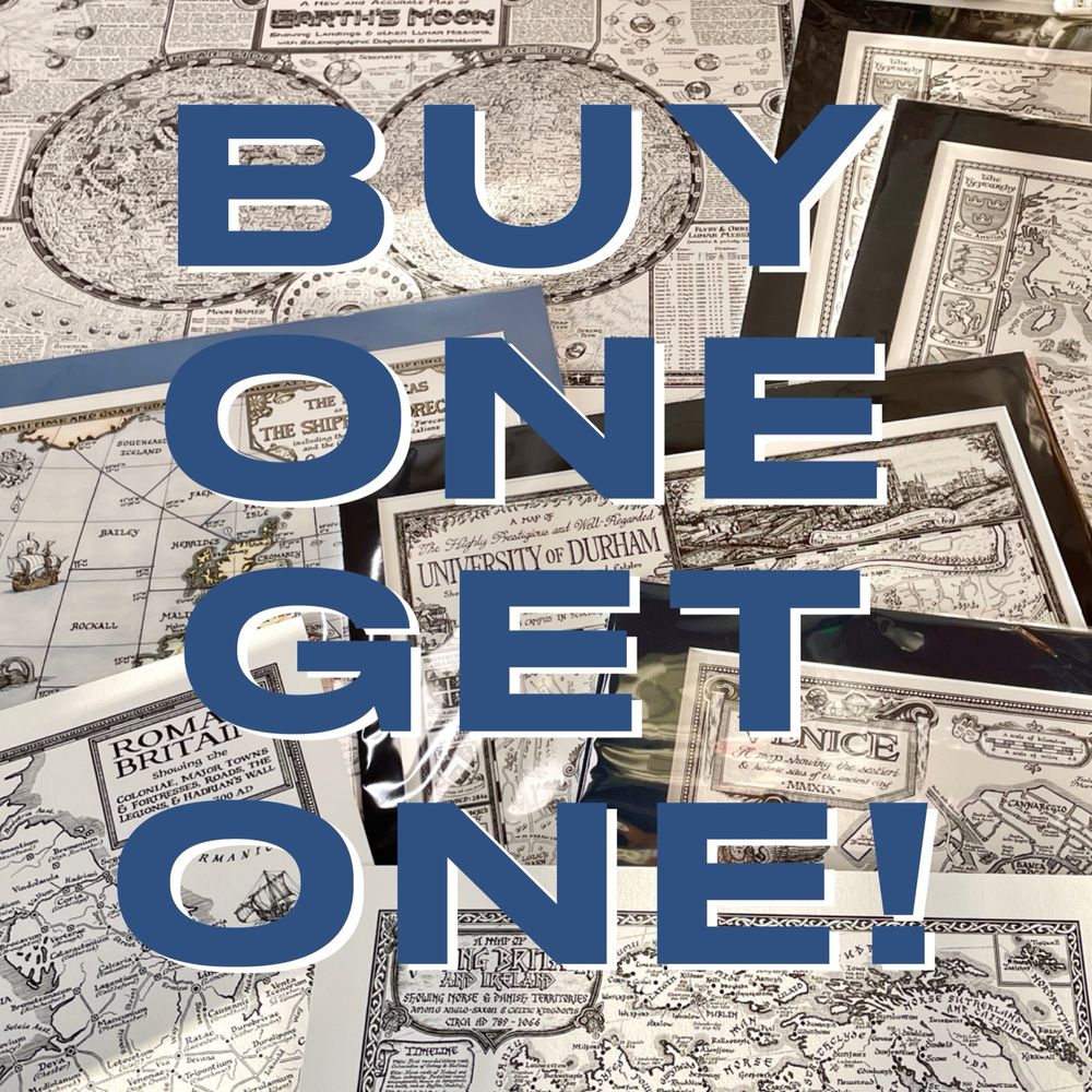 Buy one get one with maps in background 
