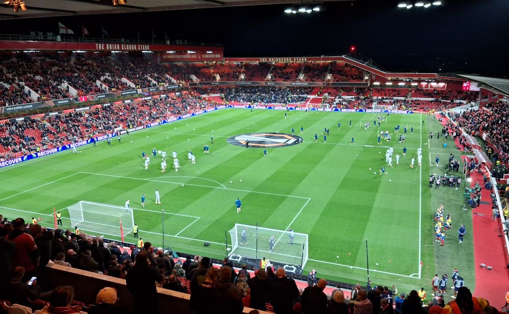 The City Ground, Nottingham from Upper Trent End looking down on the whole pitch