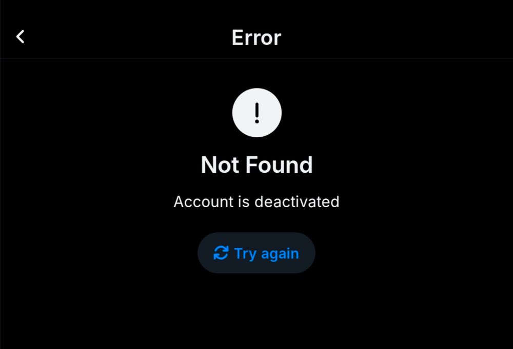 Screenshot of a deleted account.