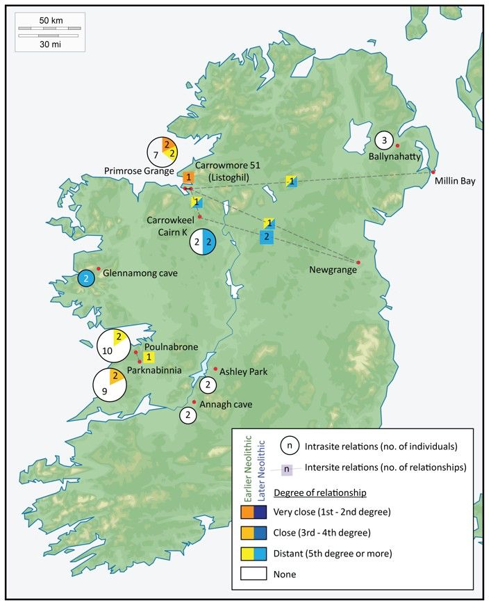 Map of Ireland showing location of archaeological monuments discussed in paper 
