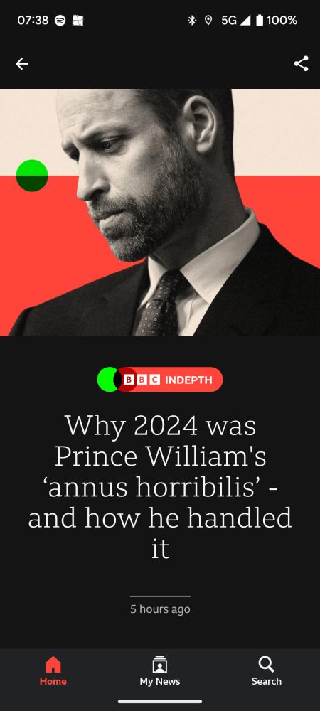 Picture of Prince William with the headline "Why 2024 was Prince William's 'annus horribilis' and how he handled it"