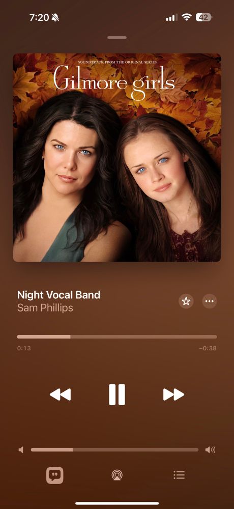 A screenshot of the Gilmore Girls soundtrack on Apple Music. The cover art is a photo of Lorelai and Rory. 