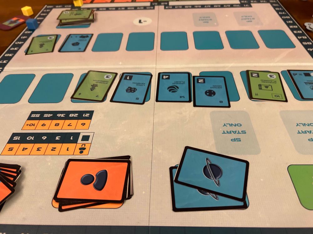 A photo of Petrograd Sector, my personal retheme of St. Petersburg. (I’ve improved the look of the cards since this photo was taken. You may see areas around the black border where I stupidly didn’t add enough bleed to the image.)