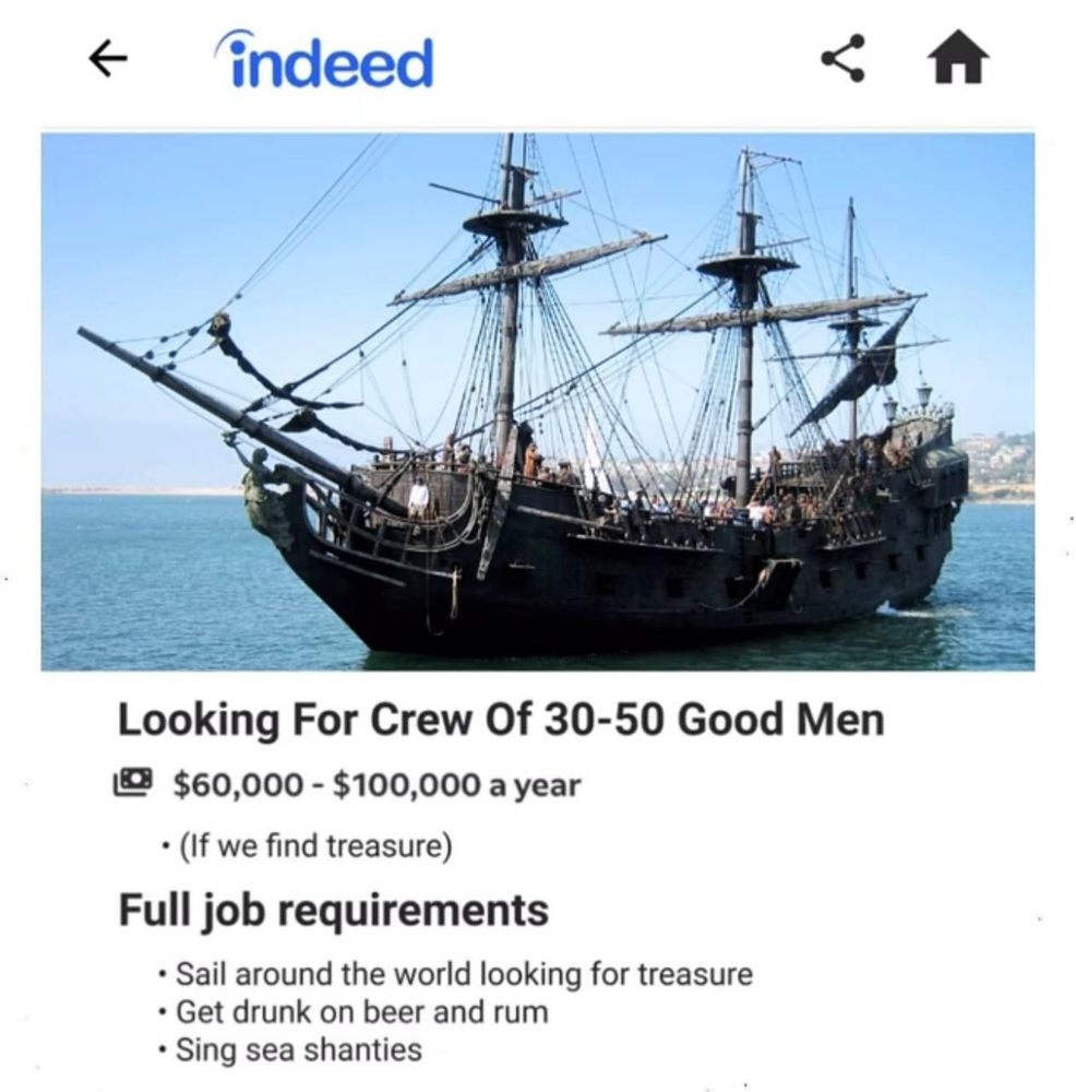 Ship job posting to "find treasure".