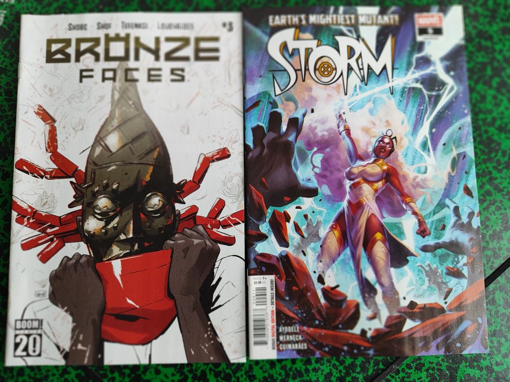 Bronze Faces #3 (couverture par Shof) et Storm #9 (couverture par Mateus Manhanini).