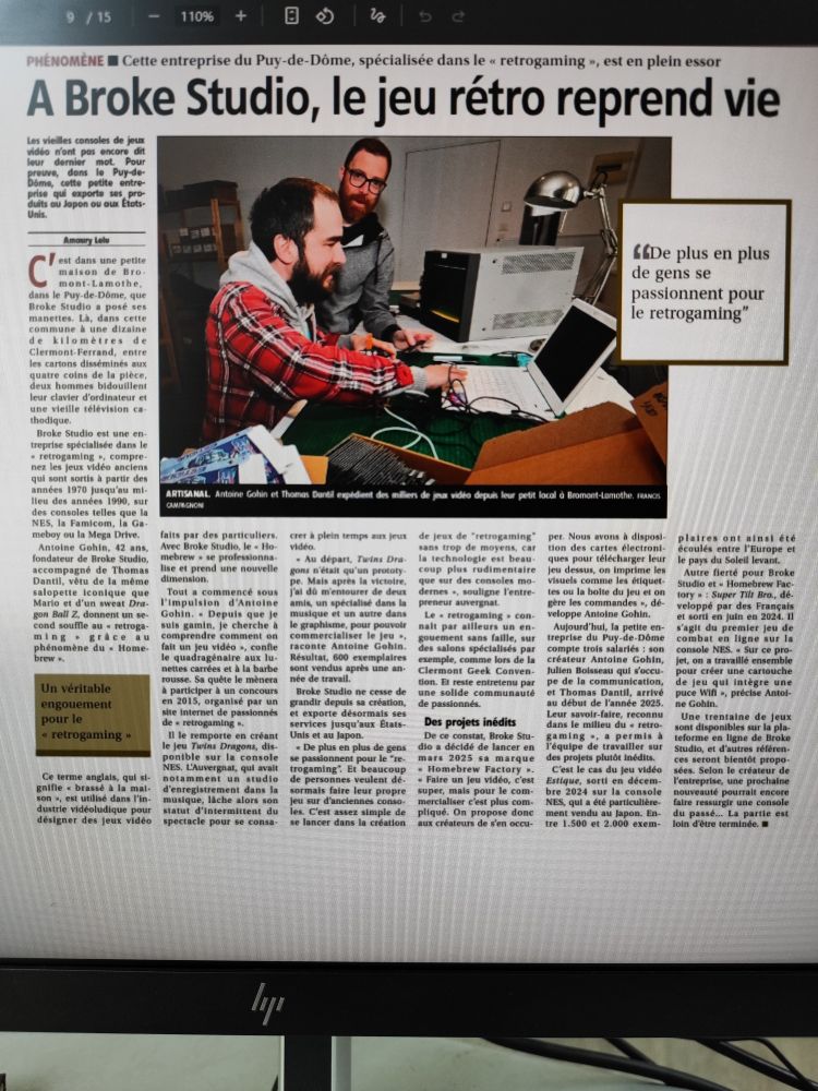 Un article dans le journal La Montagne sur Broke Studio.