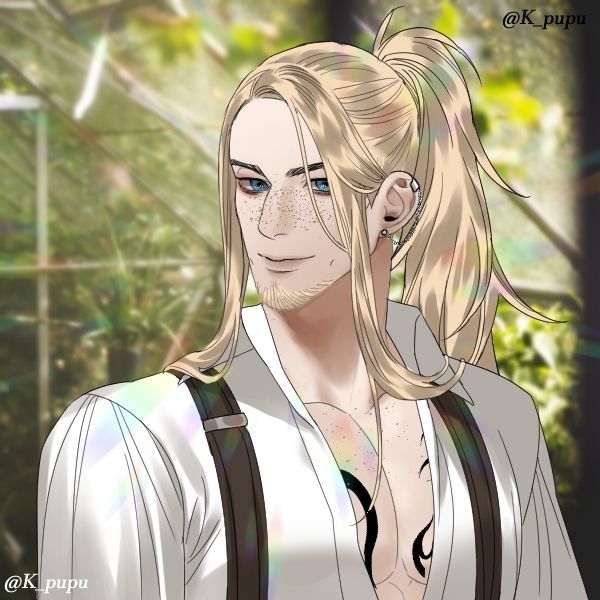 Atroz Belladona tem cabelos loiros e olhos azuis como o céu 
Ele acordou com uma cicatriz de machado na costa, mas não faz ideia do que aconteceu..