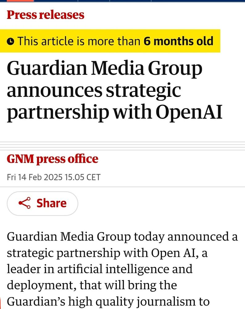 Guardian media group is being paid by OpenAI