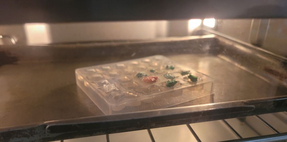 My PLA in the oven melting down.
