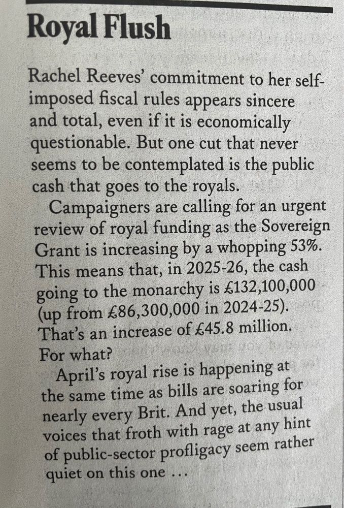 Text of column asking for royal funds to be targeted