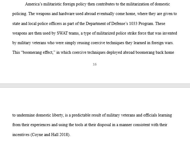 Members of marginalized minority groups are especially vulnerable to the violence enabled by police militarization. One reason for this is that their voice in the political arena is more limited. They have fewer resources to use to try to influence politics, and they are less likely to have connections to the politically powerful, which means that they face higher transaction costs associated with political exchange. In addition to being limited in their ability to exercise voice in politics, they are also more constrained in their ability to exit jurisdictions with violent police departments and move somewhere less oppressive. If you do not have savings or good employment opportunities, the costs of moving to a new jurisdiction can simply be prohibitively high. Their limited access to both voice and exit renders marginalized people especially vulnerable to state violence by militarized police (Coyne and Hall-Blanco 2016). 