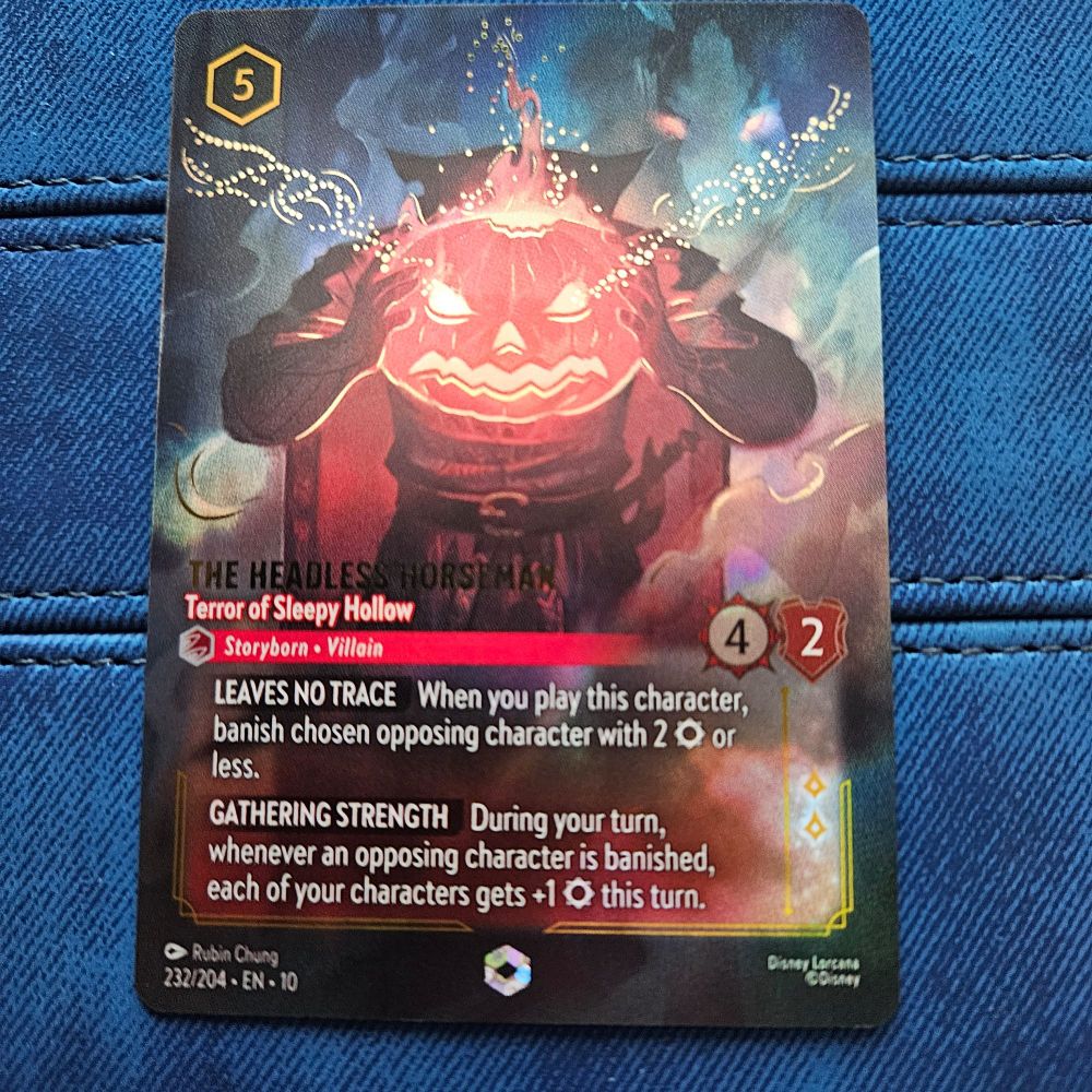 Disney Lorcana card, Enchanted version of The Headless Horseman, Terror of Sleepy Hollow.