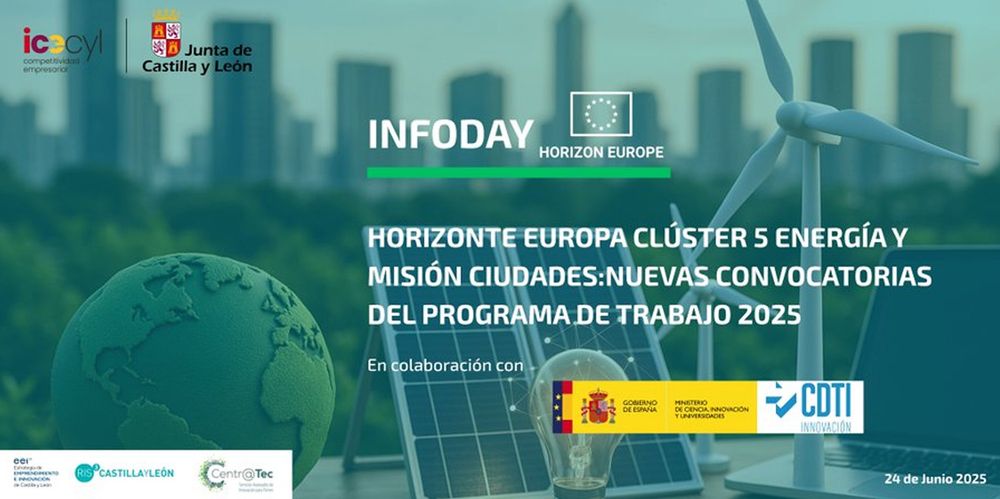 📢 El CDTI Innovación participa en la jornada informativa organizada por 
@Cidaut
 sobre las nuevas convocatorias 2025 del #Clúster5 #Energía y Misión de #Ciudades de #HorizonteEuropa 

🗓️ 24 de JUNIO | 10:00h.
📍
@Cidaut
 | Valladolid

🔗 https://eventos.cdti.es/agenda/20250624_info_CyL_CL5energia

#AyudandoCrearFuturo #TransiciónEnergética