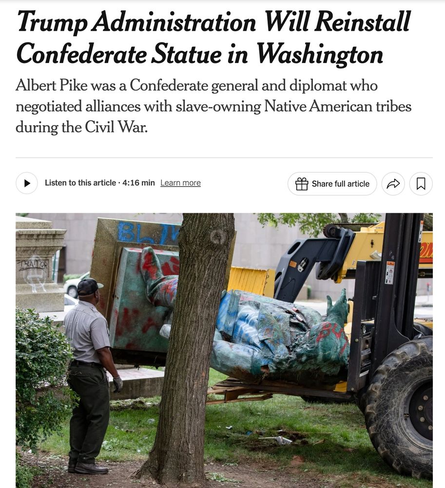 ARTICLE: Trump Administration Will Reinstall Confederate Statue in Washington