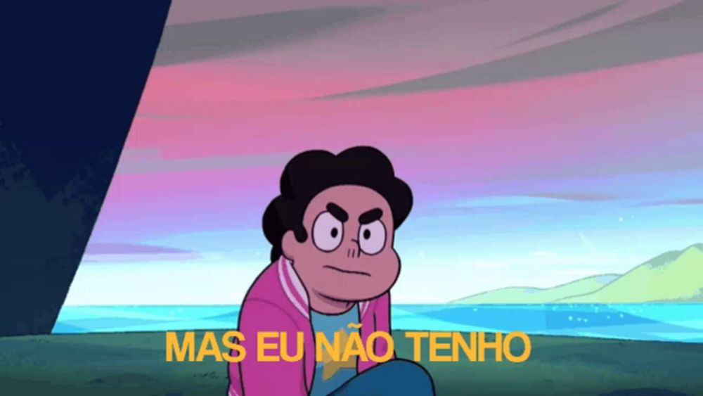 a cartoon character with the words mas eu nao tenho