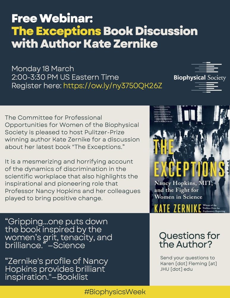 Flyer advertising Free webinar discussing The Exceptions by Kate Zernike