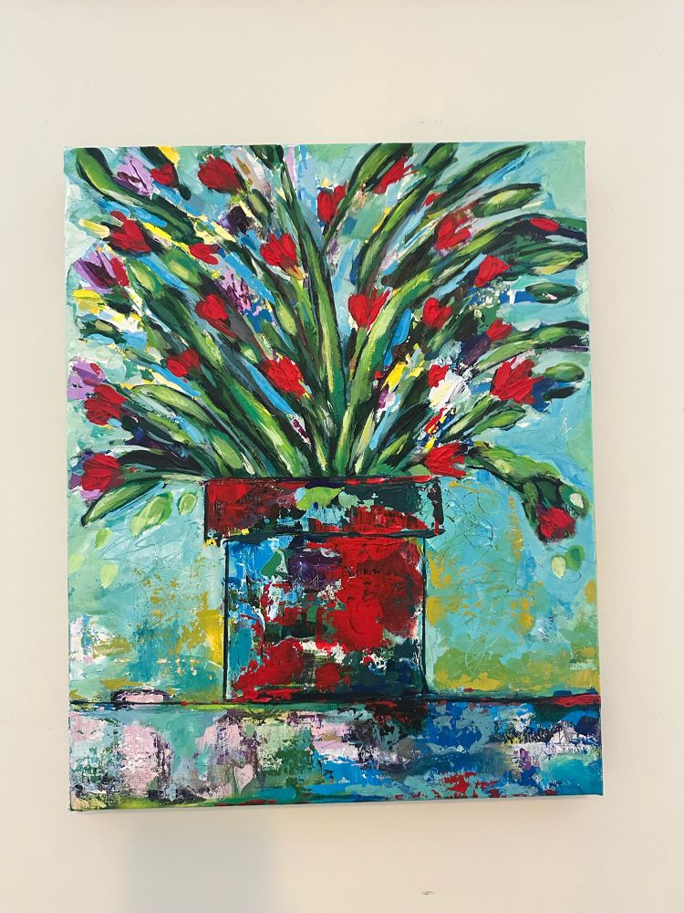 Christmas Cactus acrylic on canvas. 