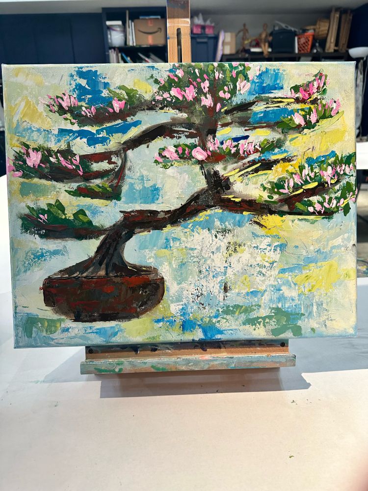 Cherry blossom bonsai acrylic on canvas