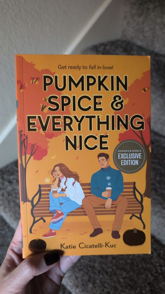 book titled "pumpkin spice and everything nice" by Katie cicatelli-kuc.