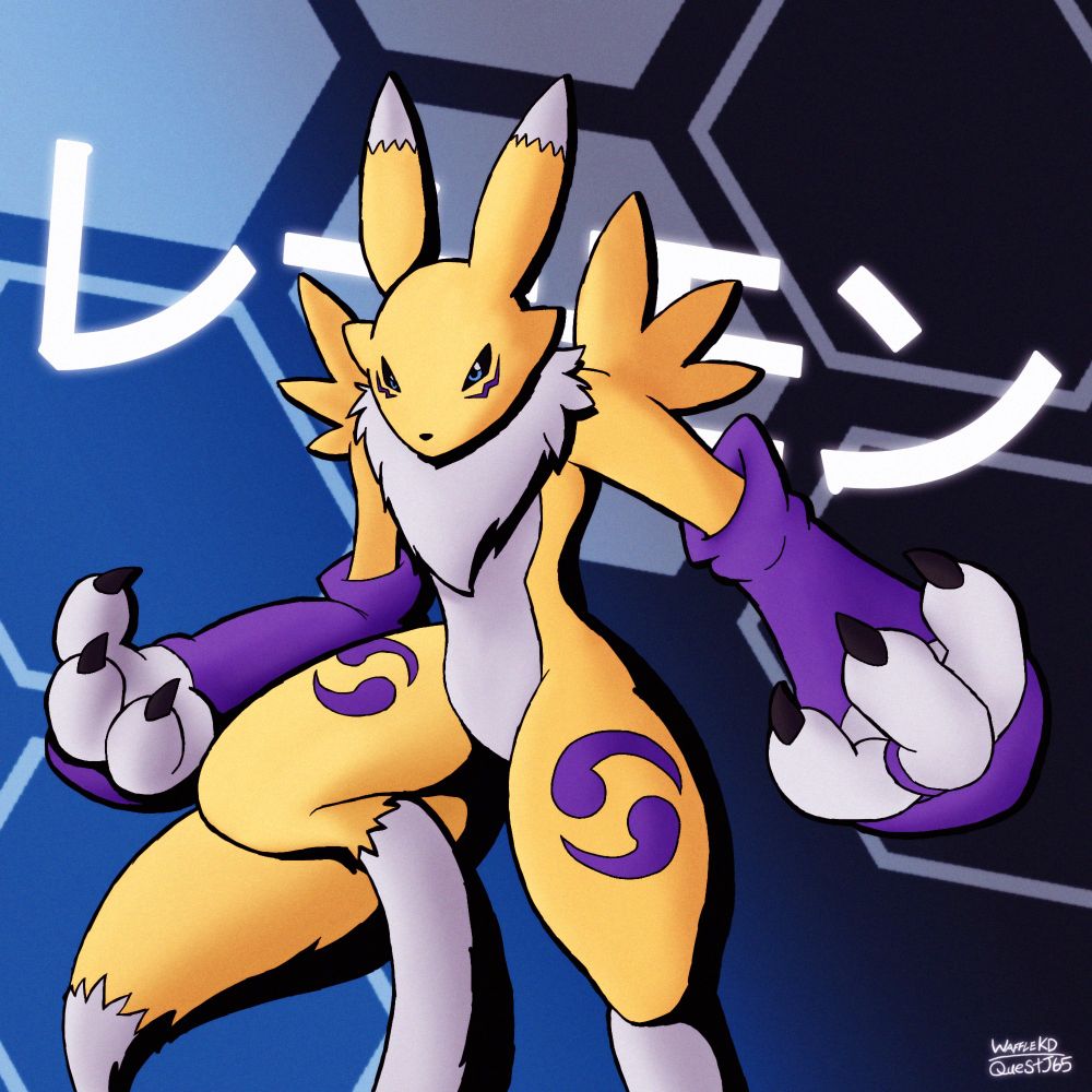 Digital fan illustration of Renamon from Digimon Tamers.