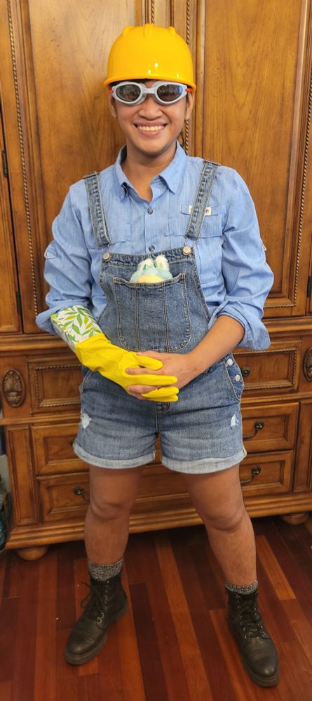 my partner in his engineer fit, posing like the you know i had to do it to em guy