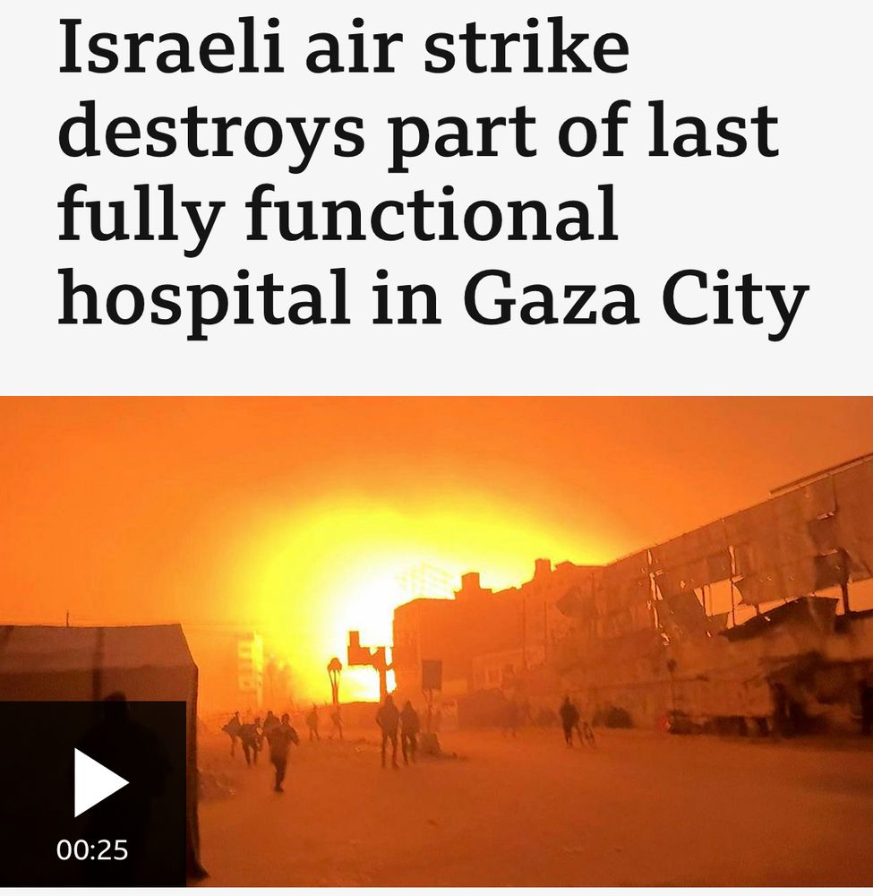 BBC report: Israel air strike destroys part of last fully functional hospital in Gaza City