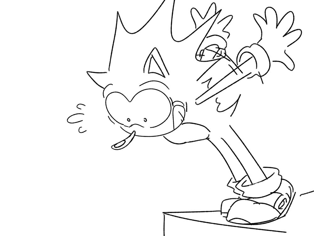 Sonic trying not to fall into a hole