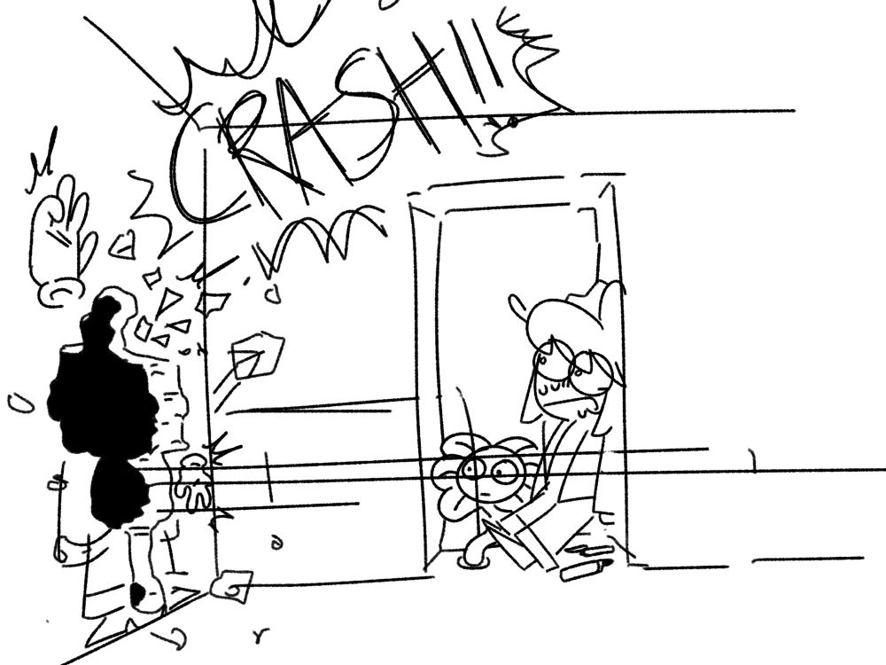 The Clover at the end of the hall was actually a drawing on the wall and Axis drove straight through it. The real Clover and Flowey hide close by. 